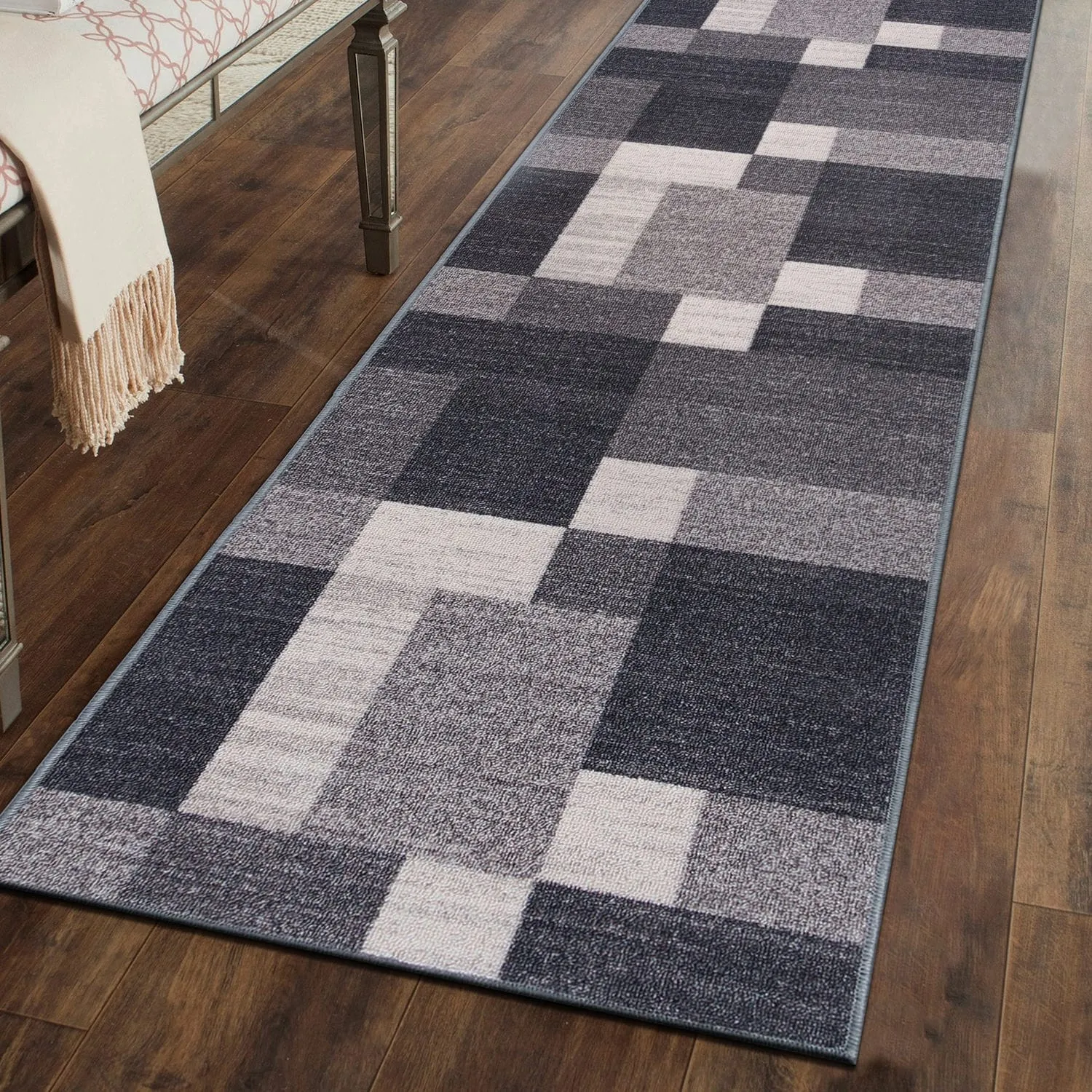 World Rug Gallery Modern Boxes Design Non-slip (Non-skid) Area Rug