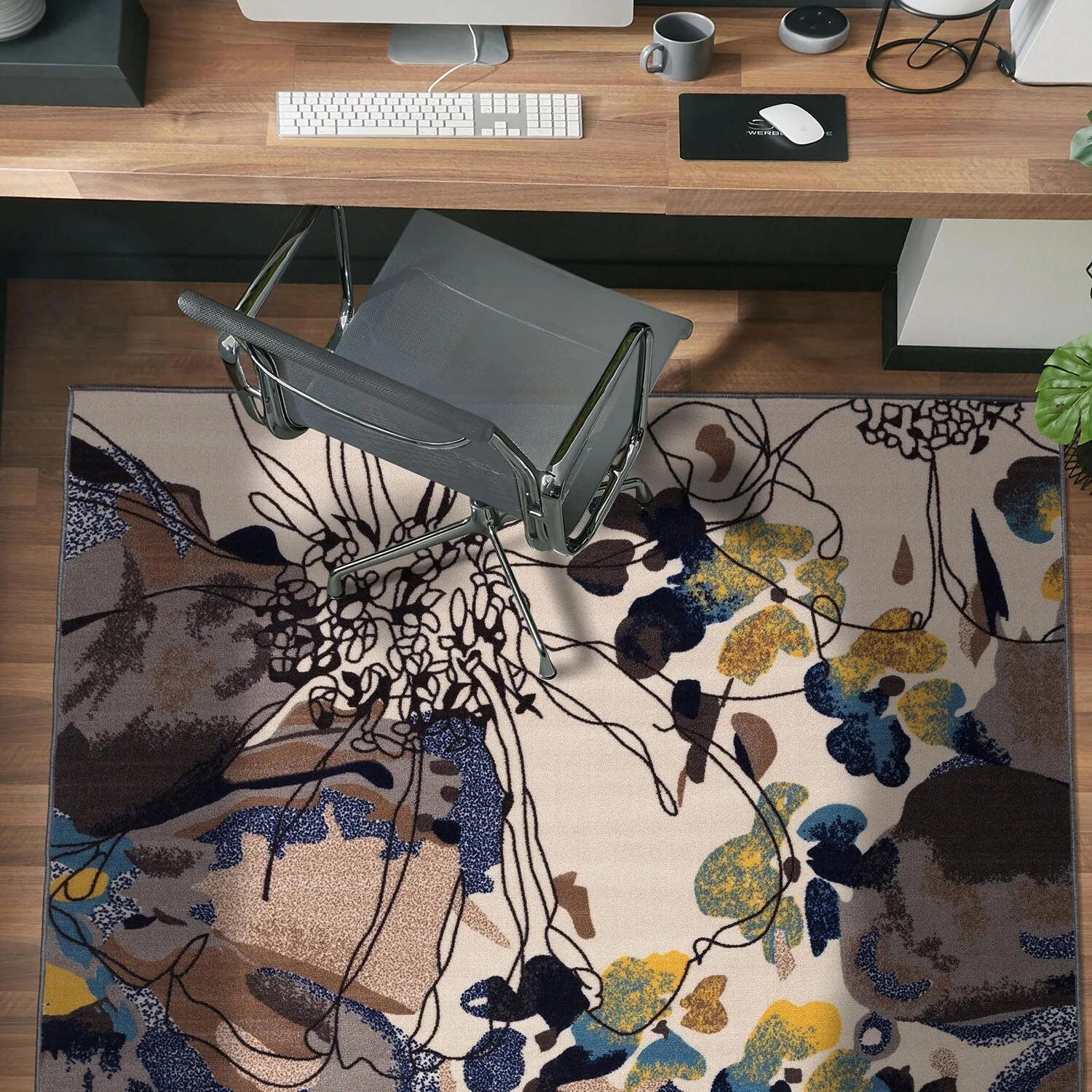 World Rug Gallery Modern Bright Flowers Non-Slip Area Rug Multi