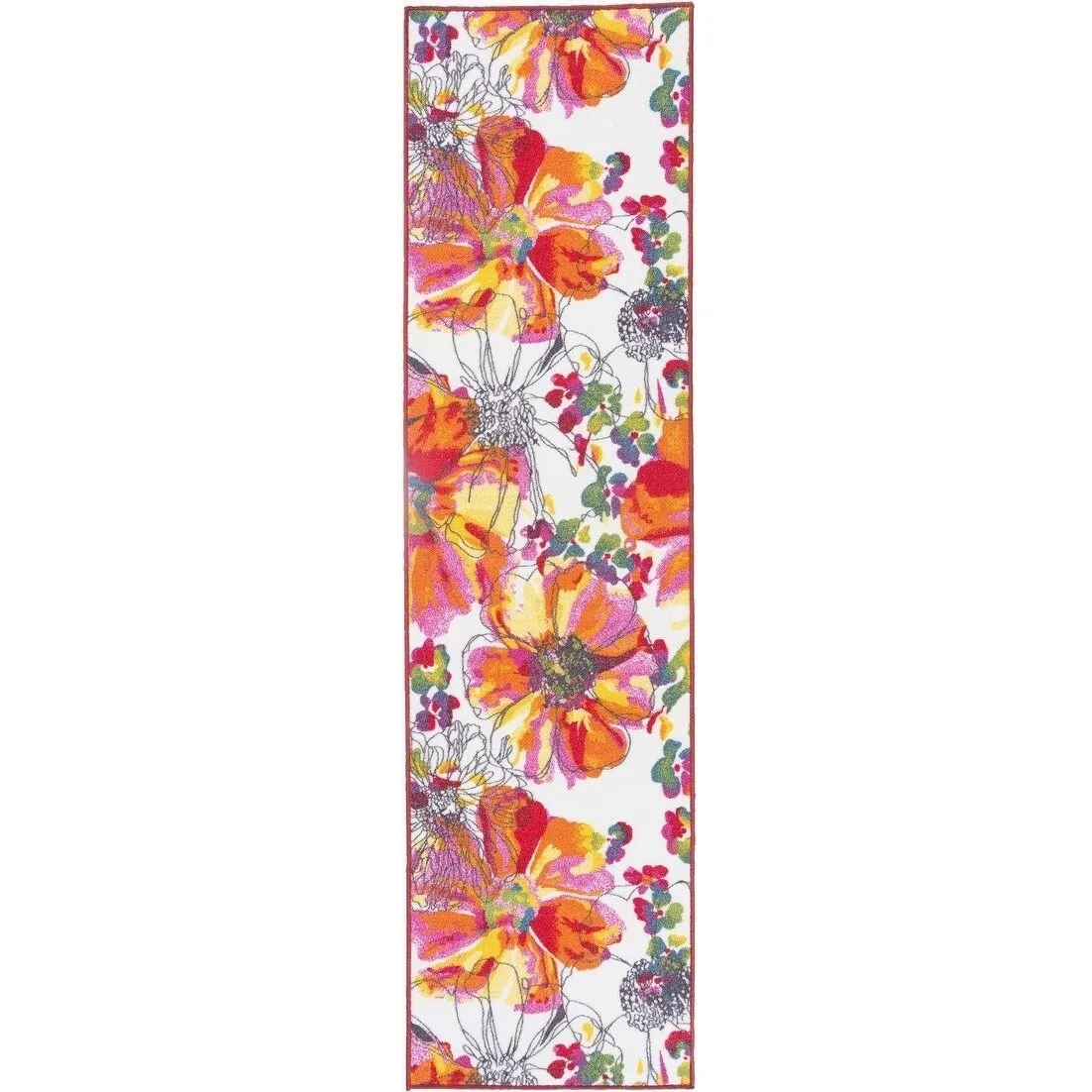 World Rug Gallery Modern Bright Flowers Non-Slip Area Rug Multi