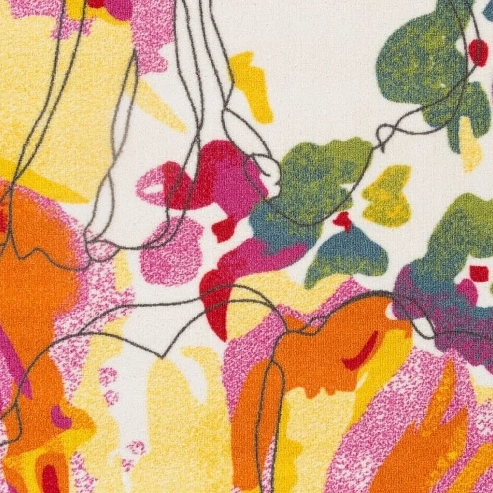 World Rug Gallery Modern Bright Flowers Non-Slip Area Rug Multi
