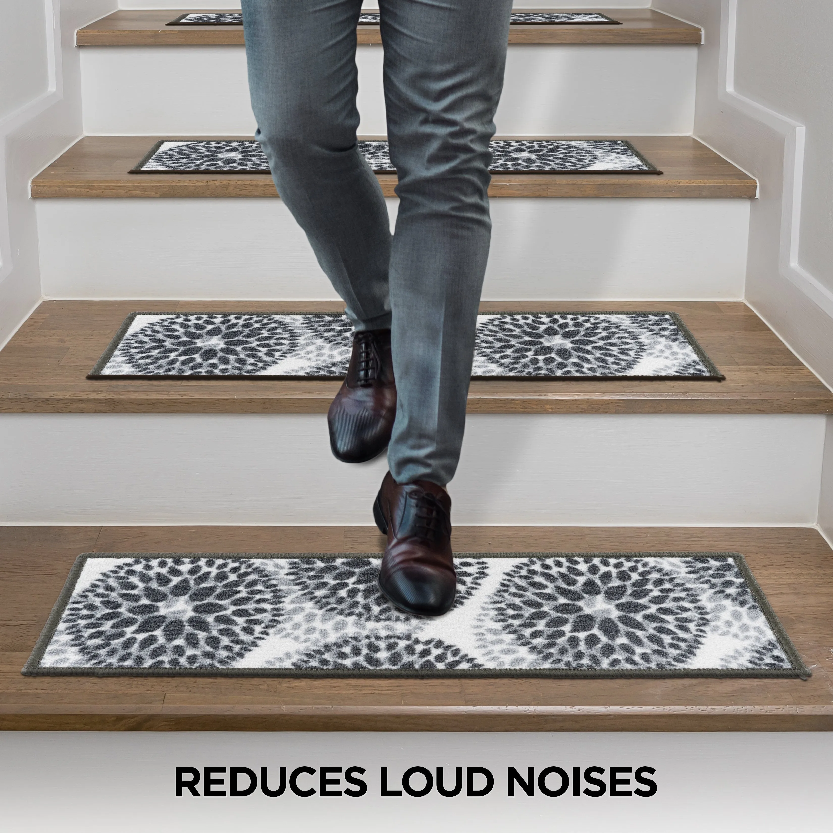 World Rug Gallery Modern Floral Circles Non-Slip Stair Treads