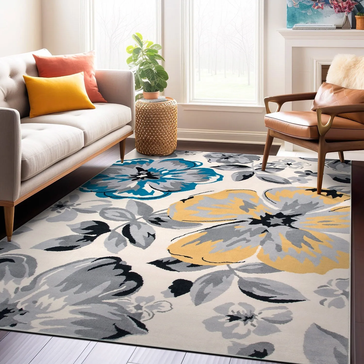 World Rug Gallery Modern Floral Design Area Rug