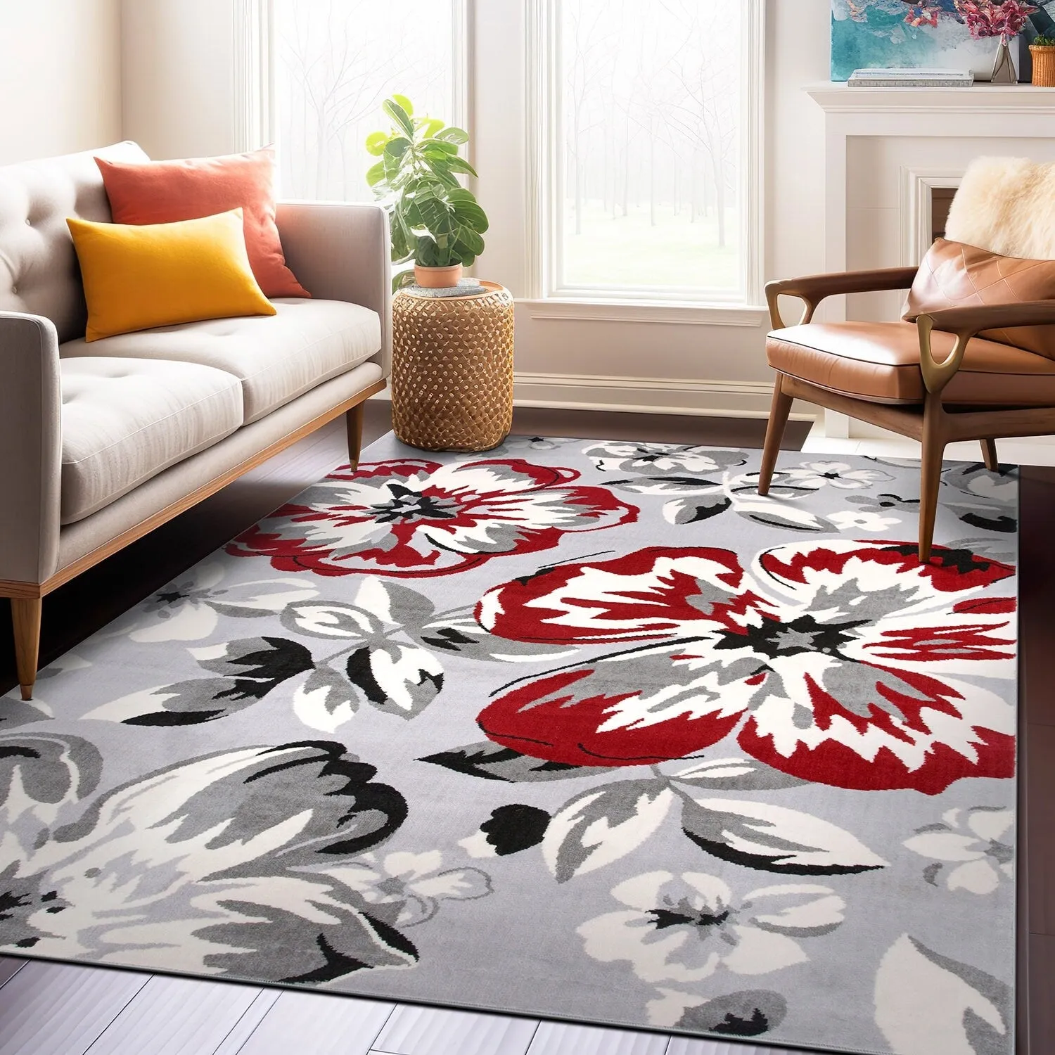World Rug Gallery Modern Floral Design Area Rug