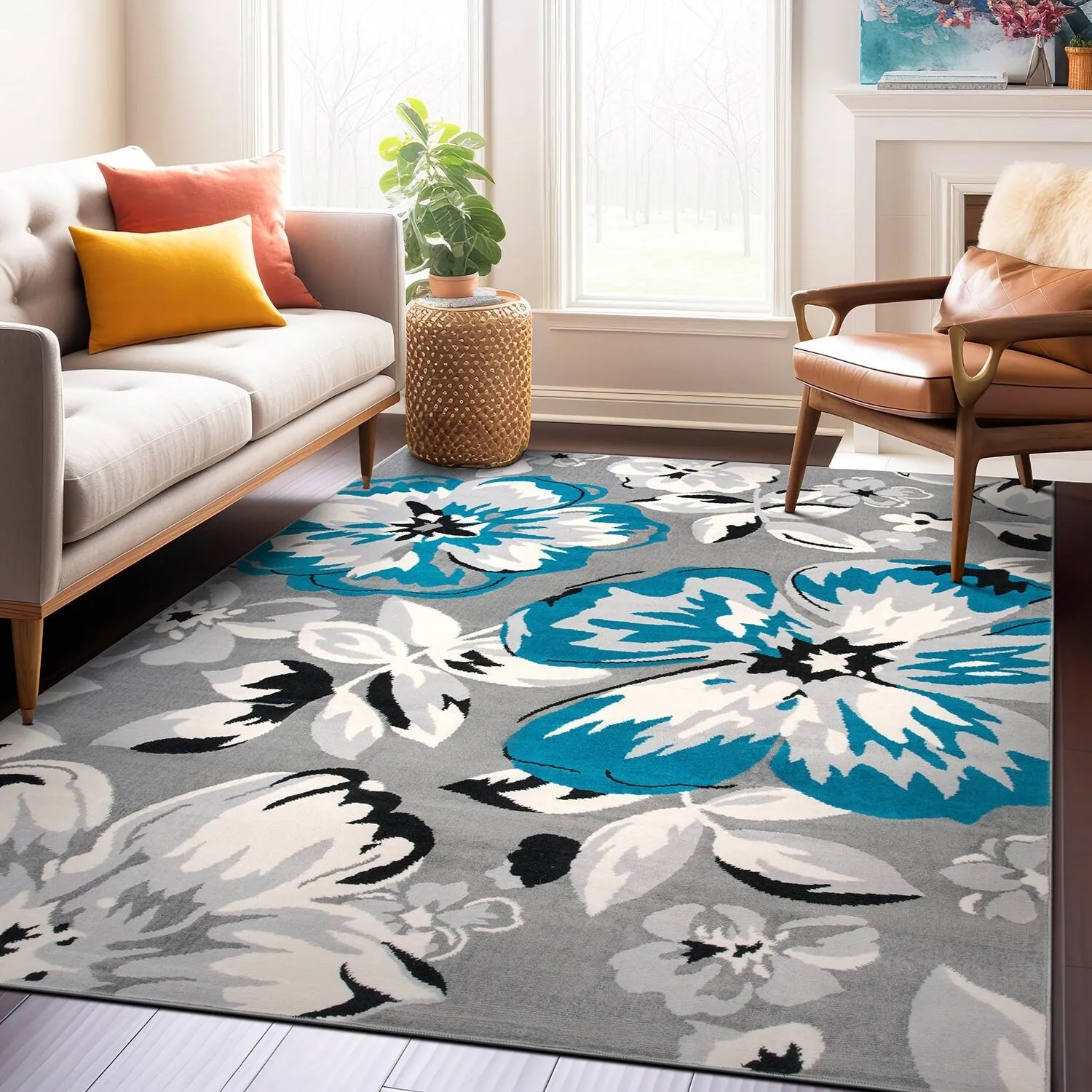 World Rug Gallery Modern Floral Design Area Rug
