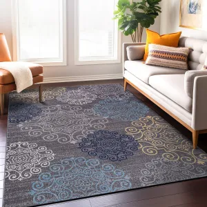 World Rug Gallery Modern Floral Swirl Design Non-Slip Area Rug