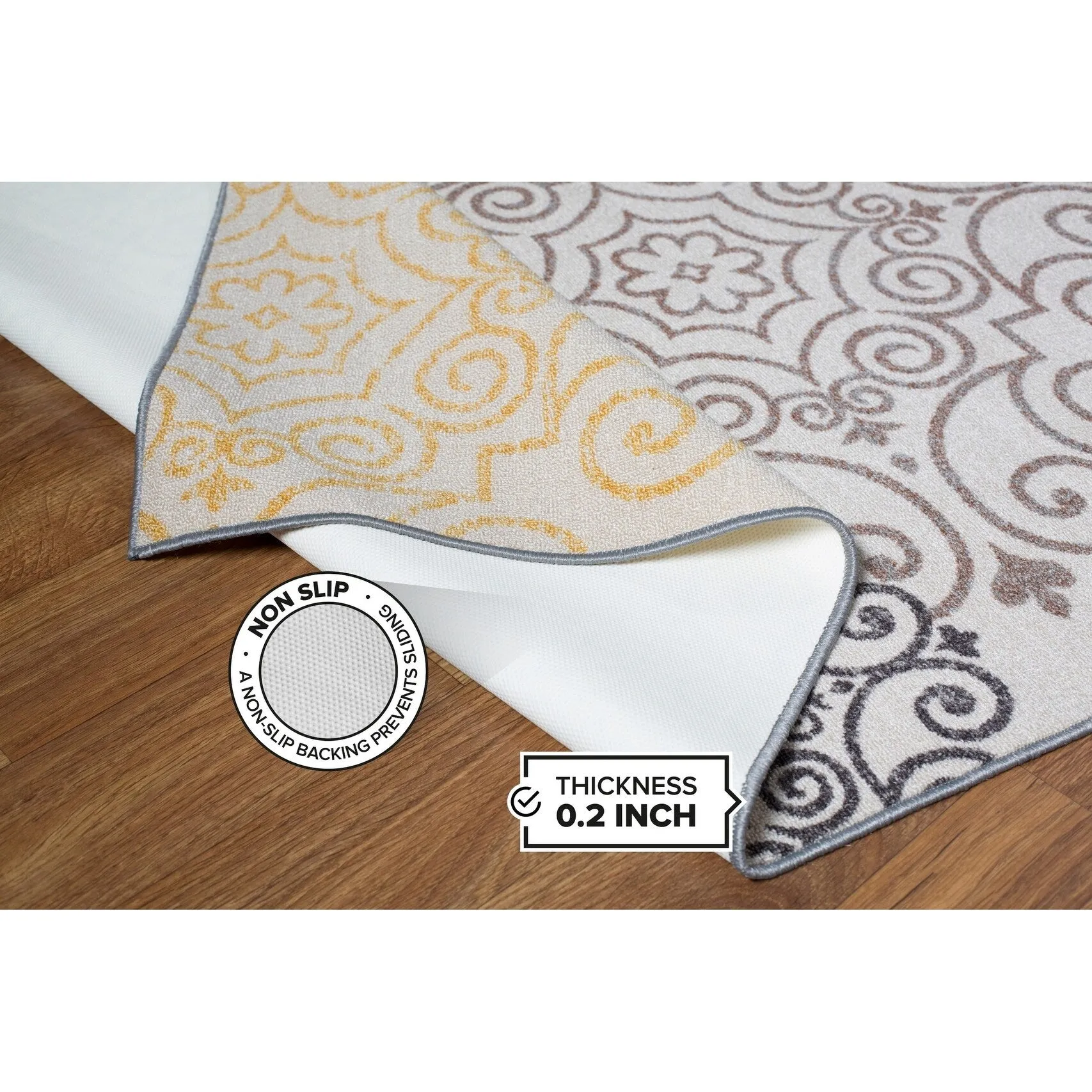 World Rug Gallery Modern Floral Swirl Design Non-Slip Area Rug