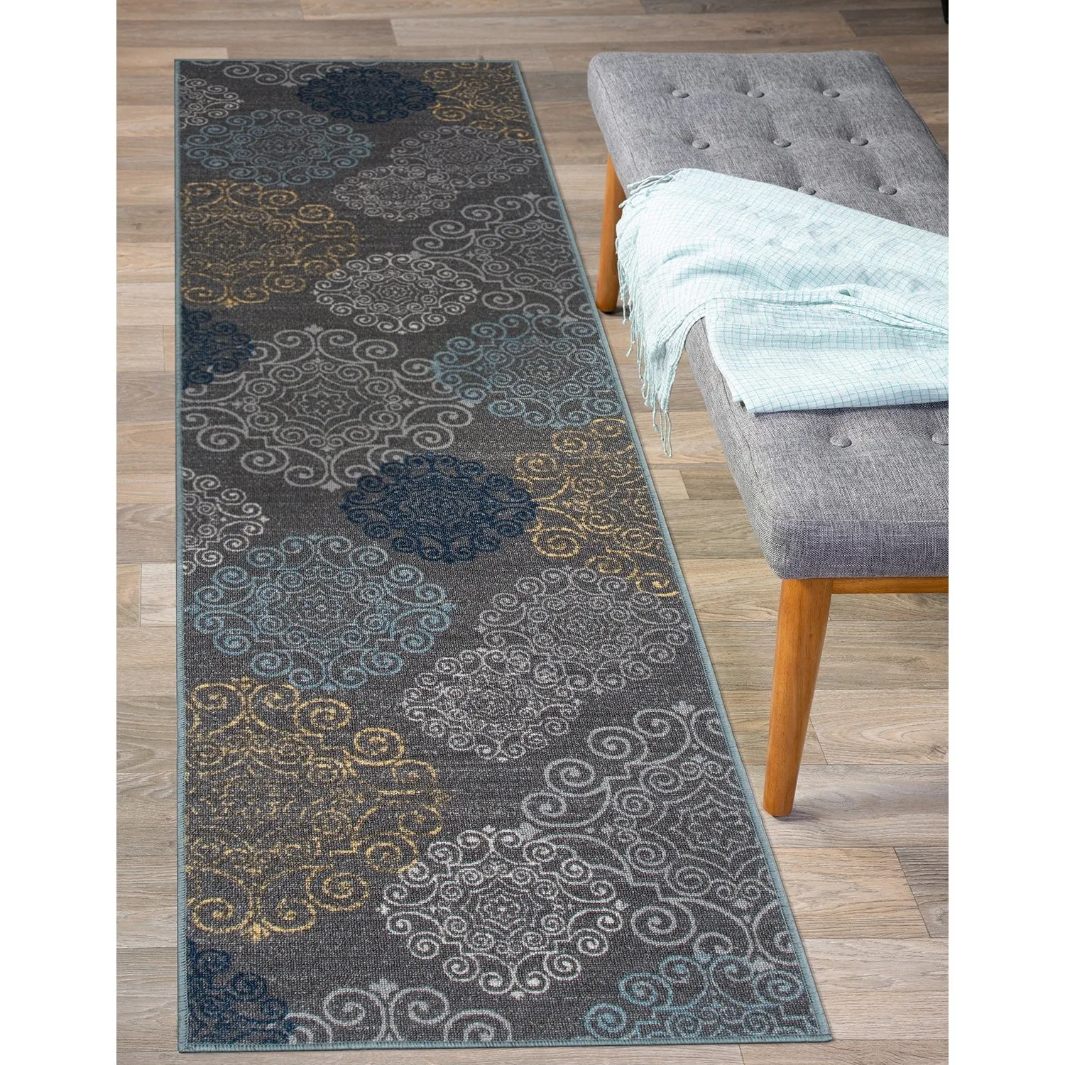 World Rug Gallery Modern Floral Swirl Design Non-Slip Area Rug