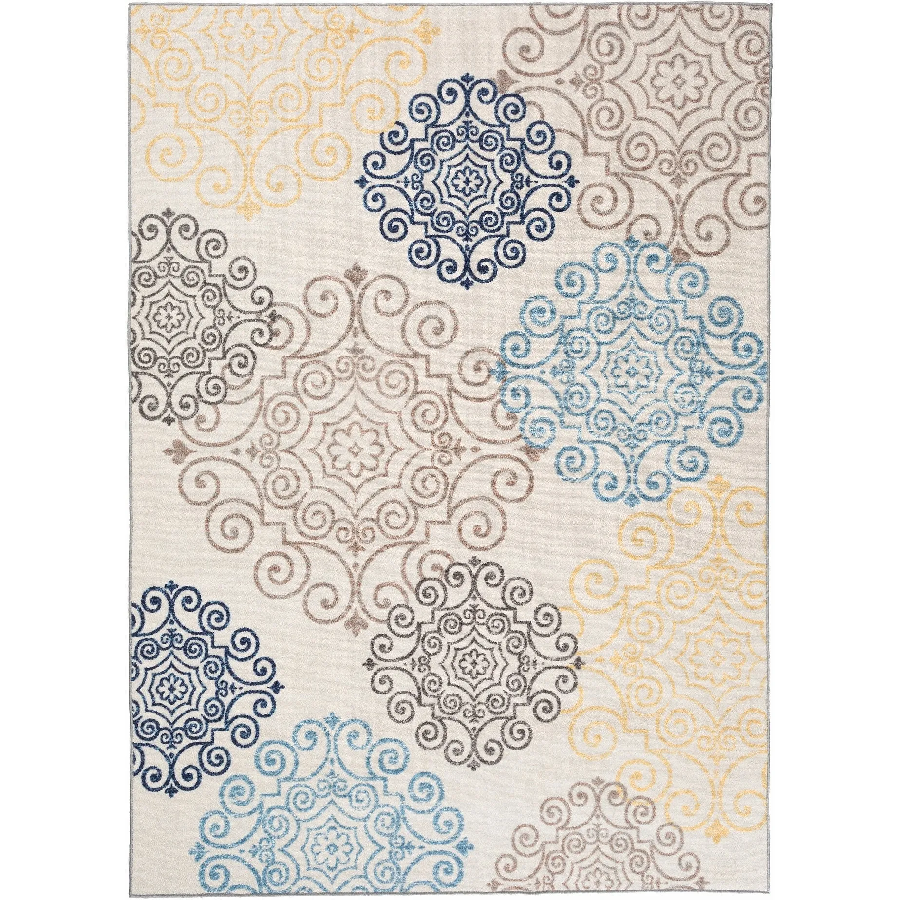 World Rug Gallery Modern Floral Swirl Design Non-Slip Area Rug