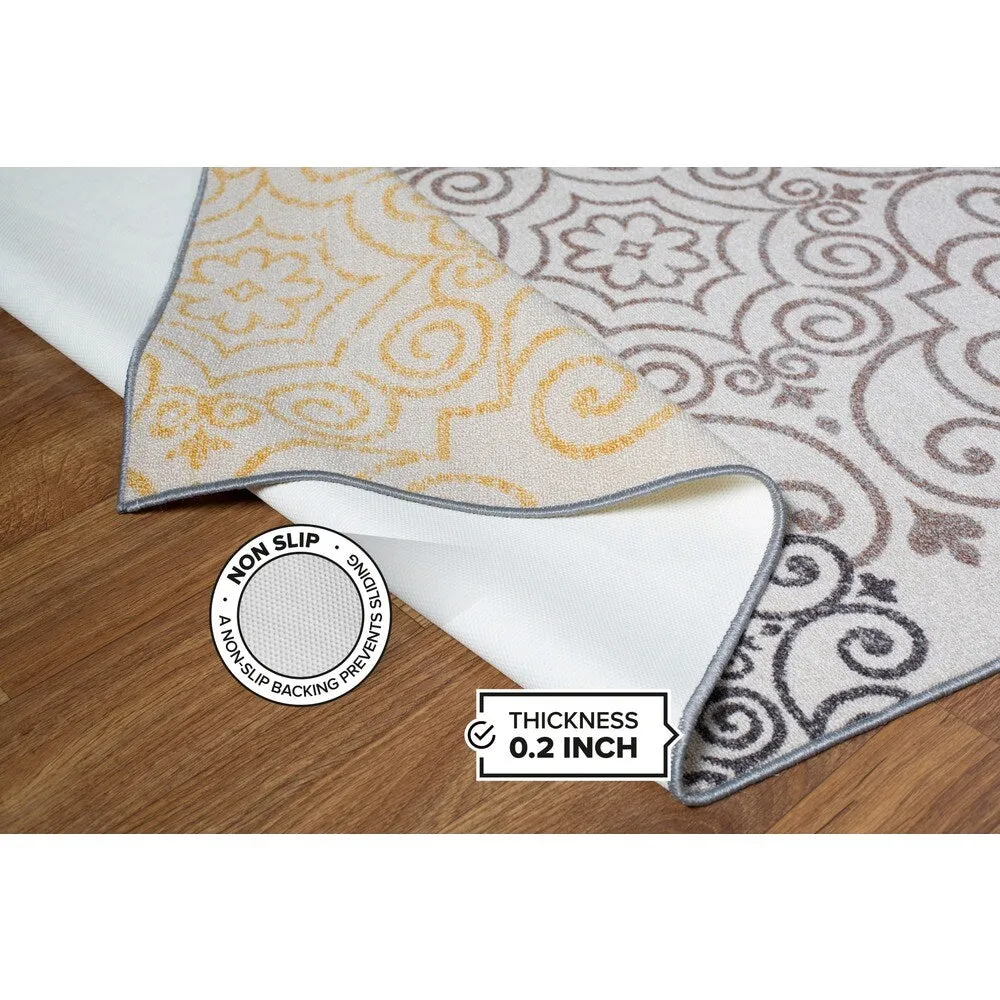 World Rug Gallery Modern Floral Swirl Design Non-Slip Area Rug
