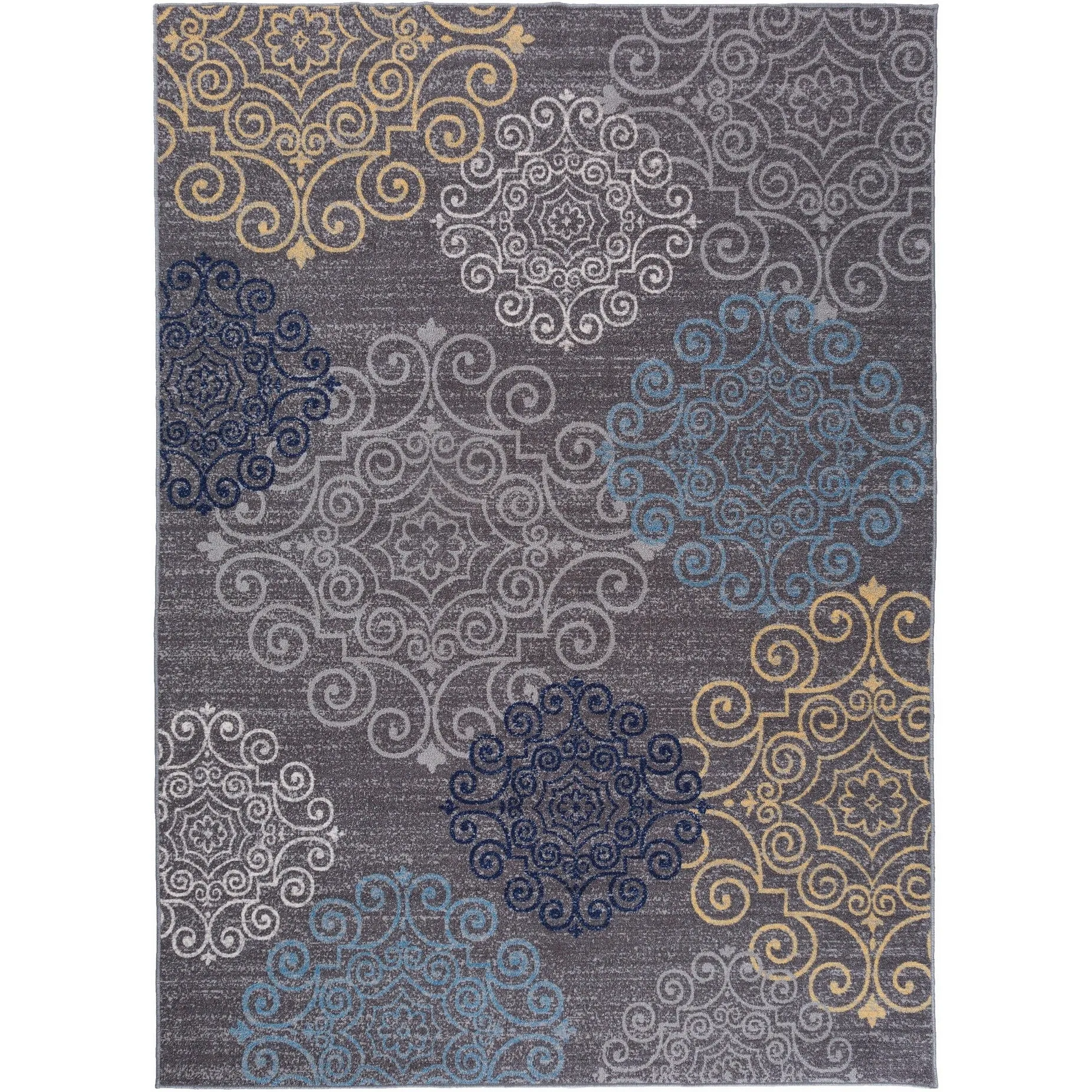 World Rug Gallery Modern Floral Swirl Design Non-Slip Area Rug