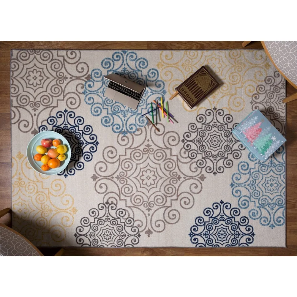 World Rug Gallery Modern Floral Swirl Design Non-Slip Area Rug
