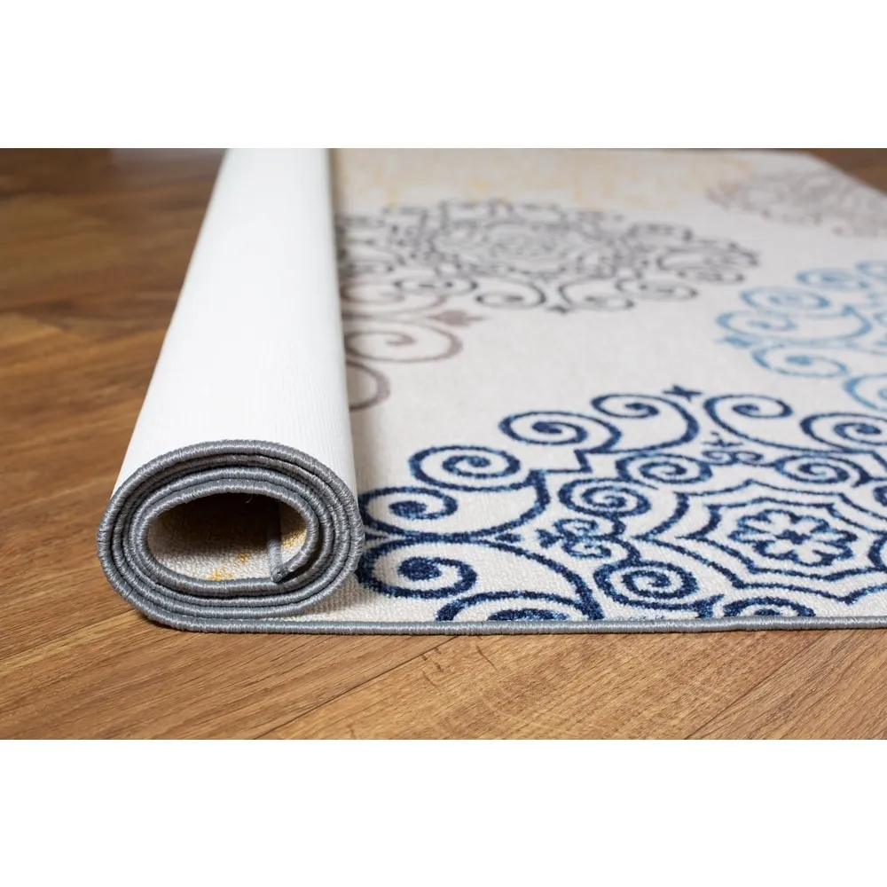 World Rug Gallery Modern Floral Swirl Design Non-Slip Area Rug