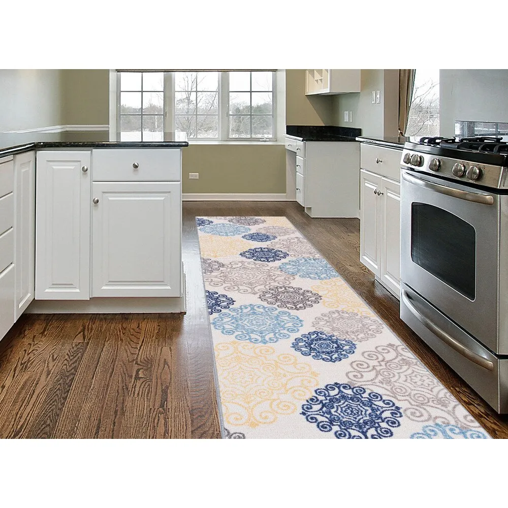 World Rug Gallery Modern Floral Swirl Design Non-Slip Area Rug
