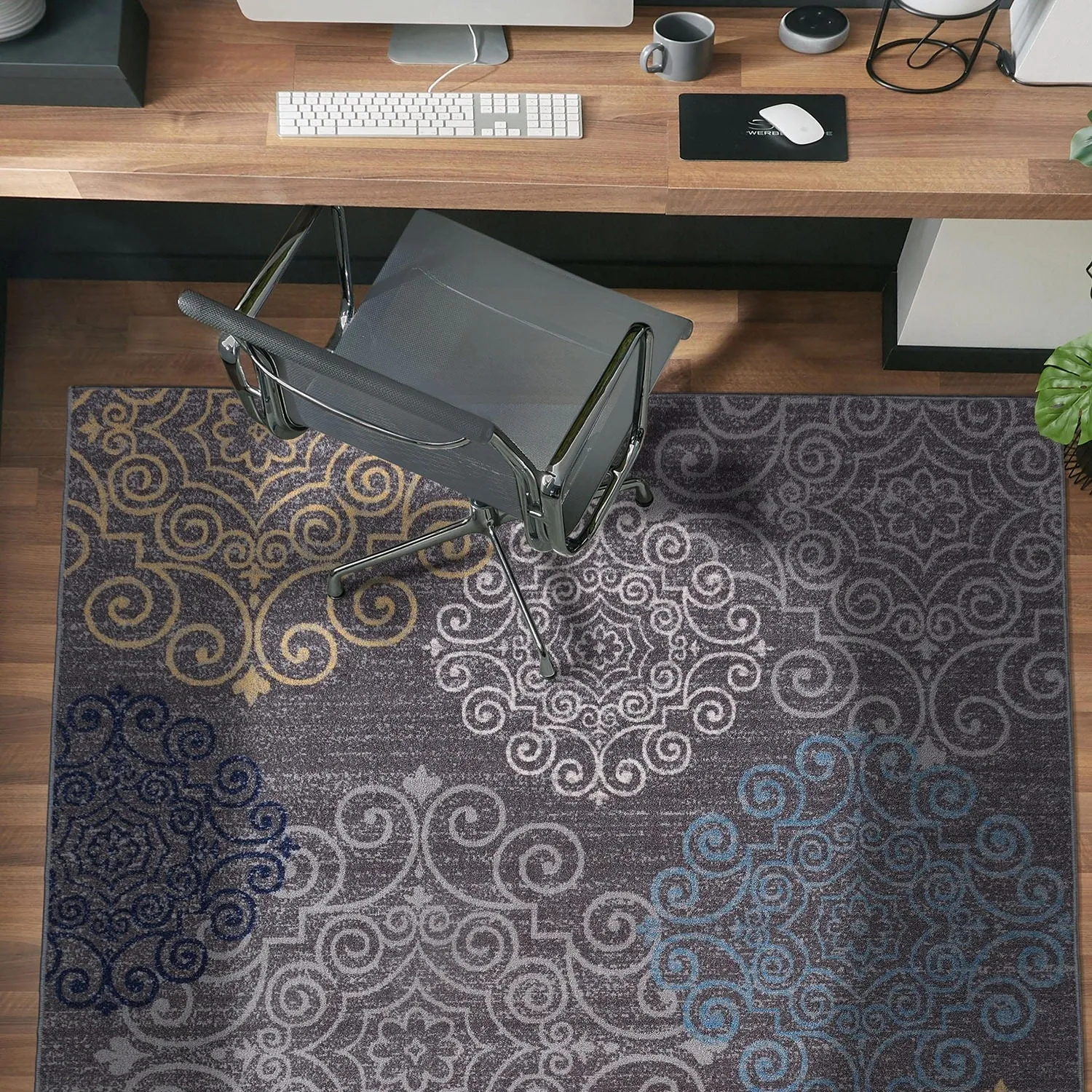 World Rug Gallery Modern Floral Swirl Design Non-Slip Area Rug