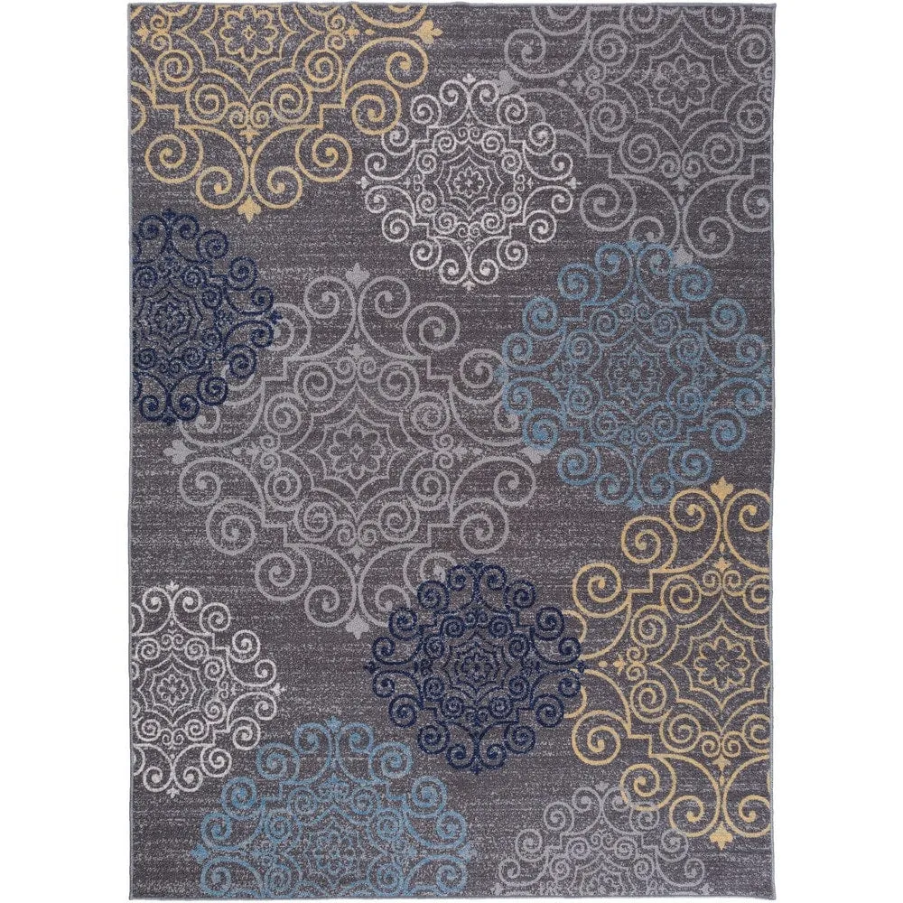 World Rug Gallery Modern Floral Swirl Design Non-Slip Area Rug