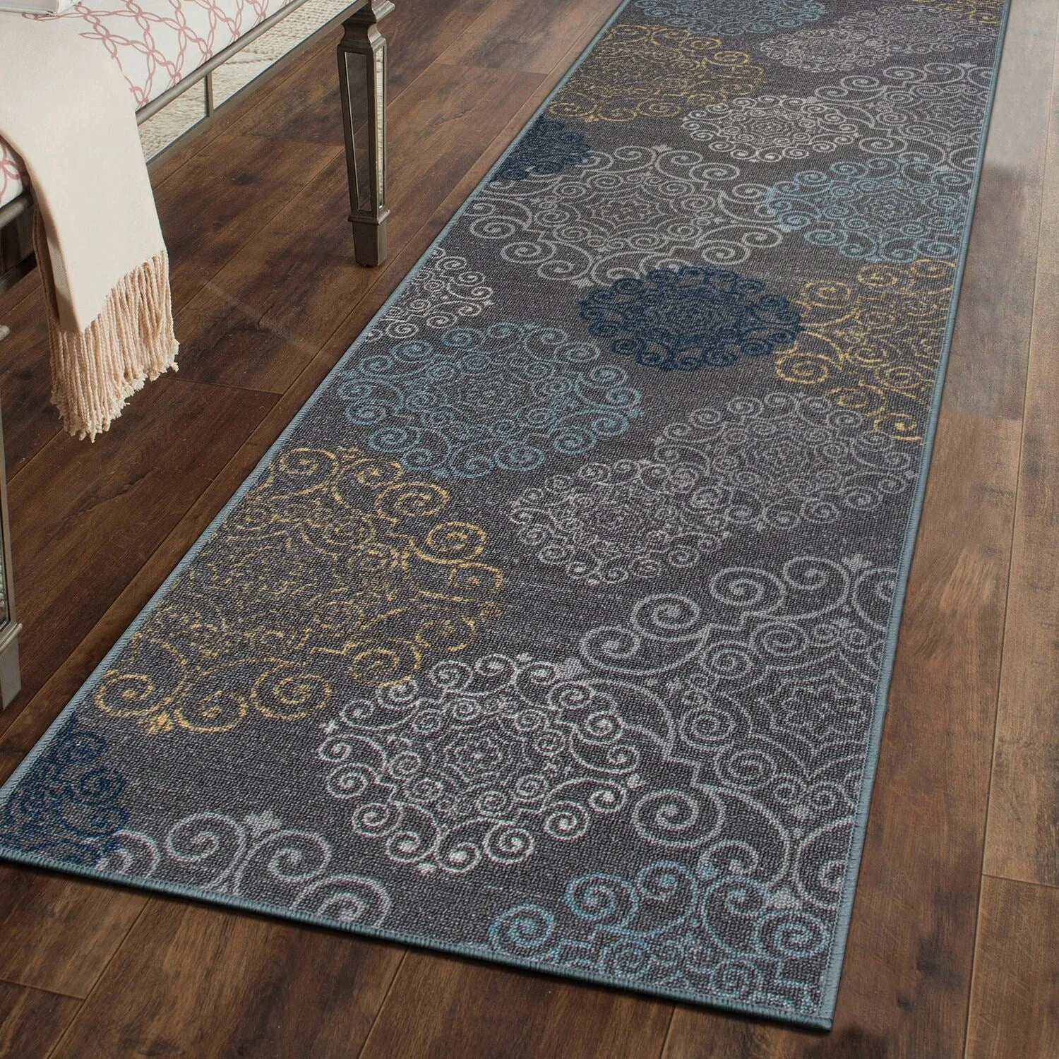 World Rug Gallery Modern Floral Swirl Design Non-Slip Area Rug