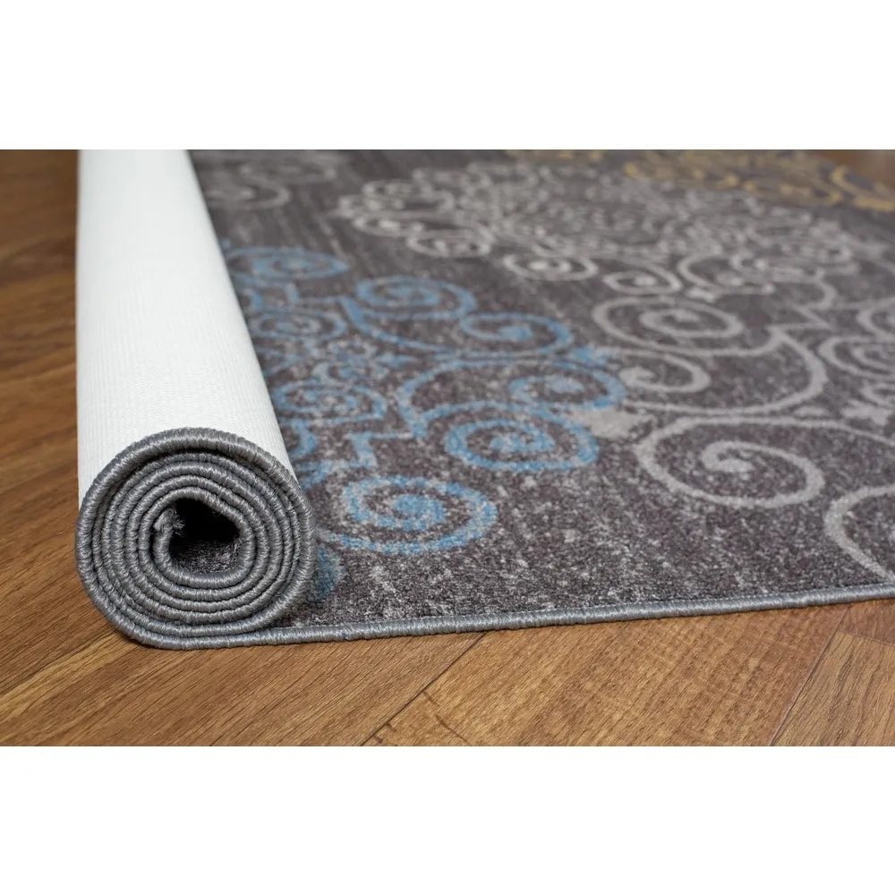 World Rug Gallery Modern Floral Swirl Design Non-Slip Area Rug