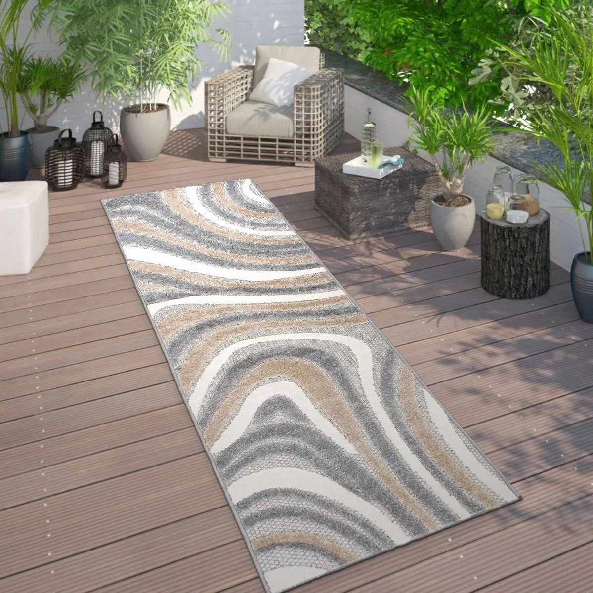World Rug Gallery Modern Waves Indoor/Outdoor Area Rug