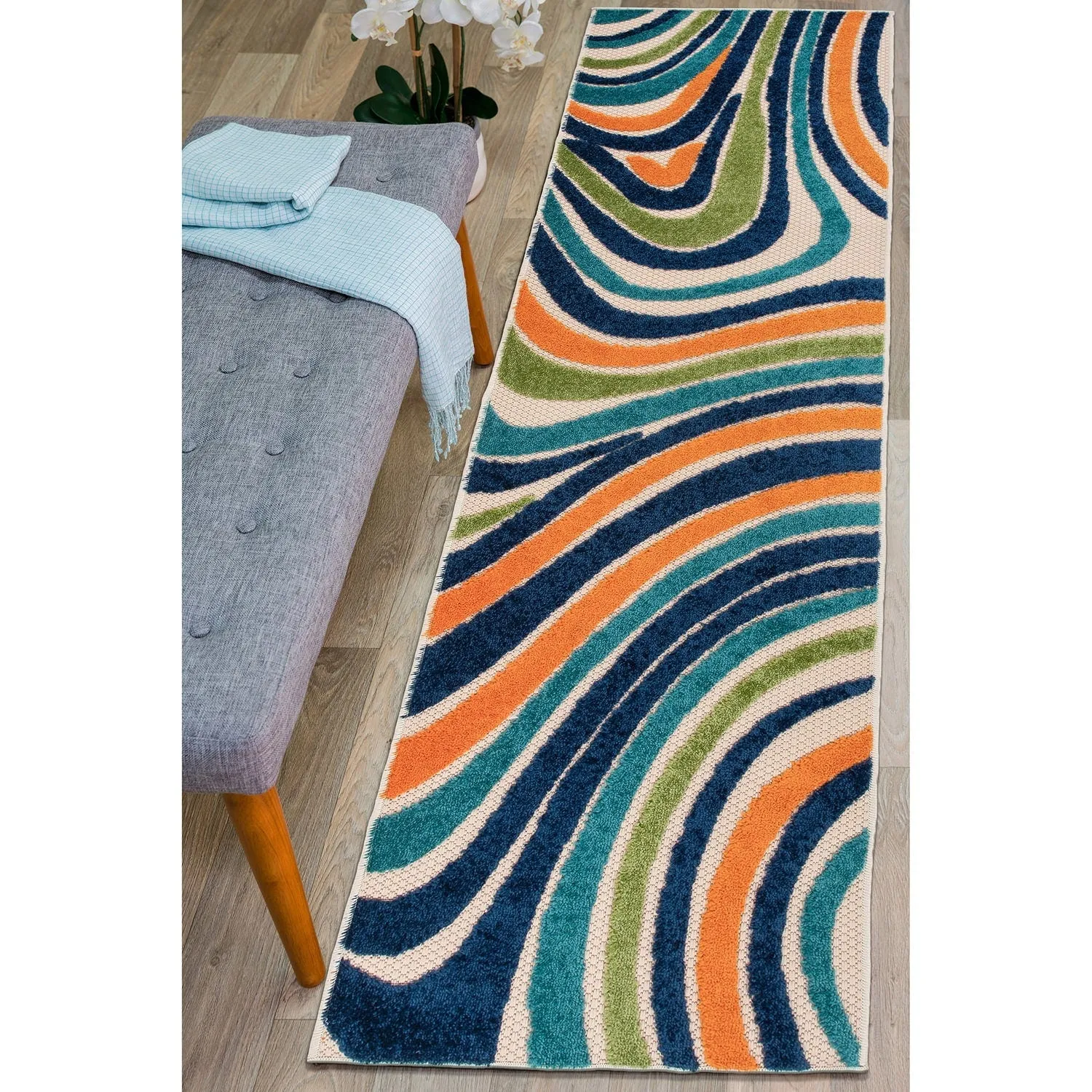 World Rug Gallery Modern Waves Indoor/Outdoor Area Rug
