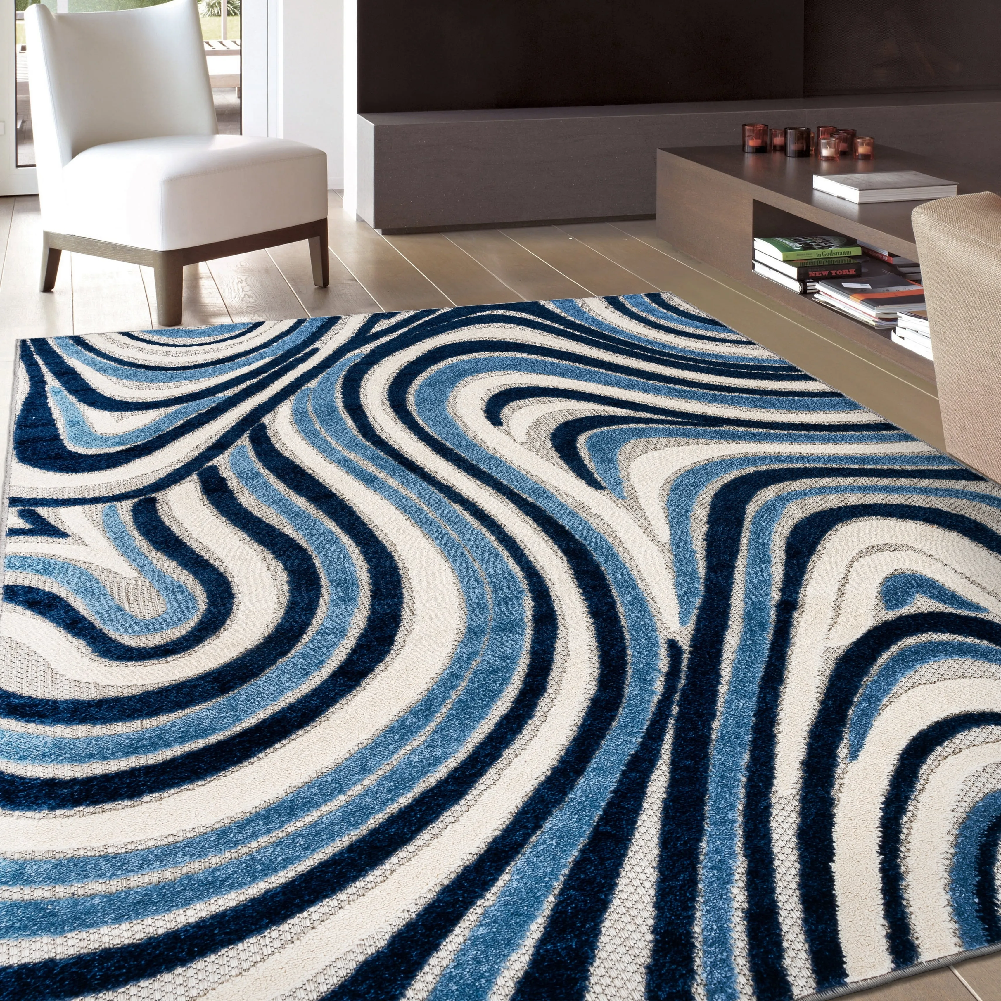 World Rug Gallery Modern Waves Indoor/Outdoor Area Rug