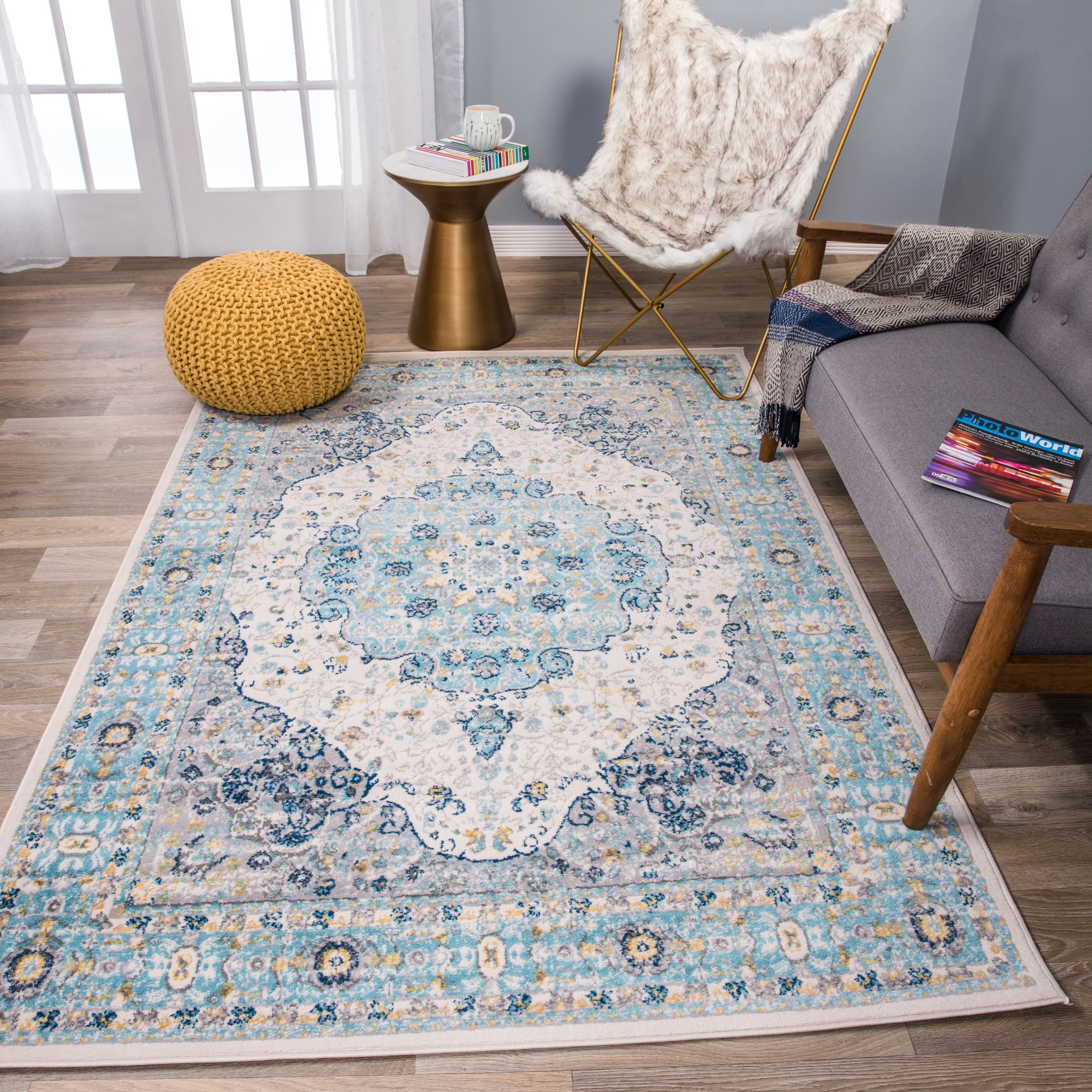 World Rug Gallery Vintage Oriental Distressed Medallion Rug