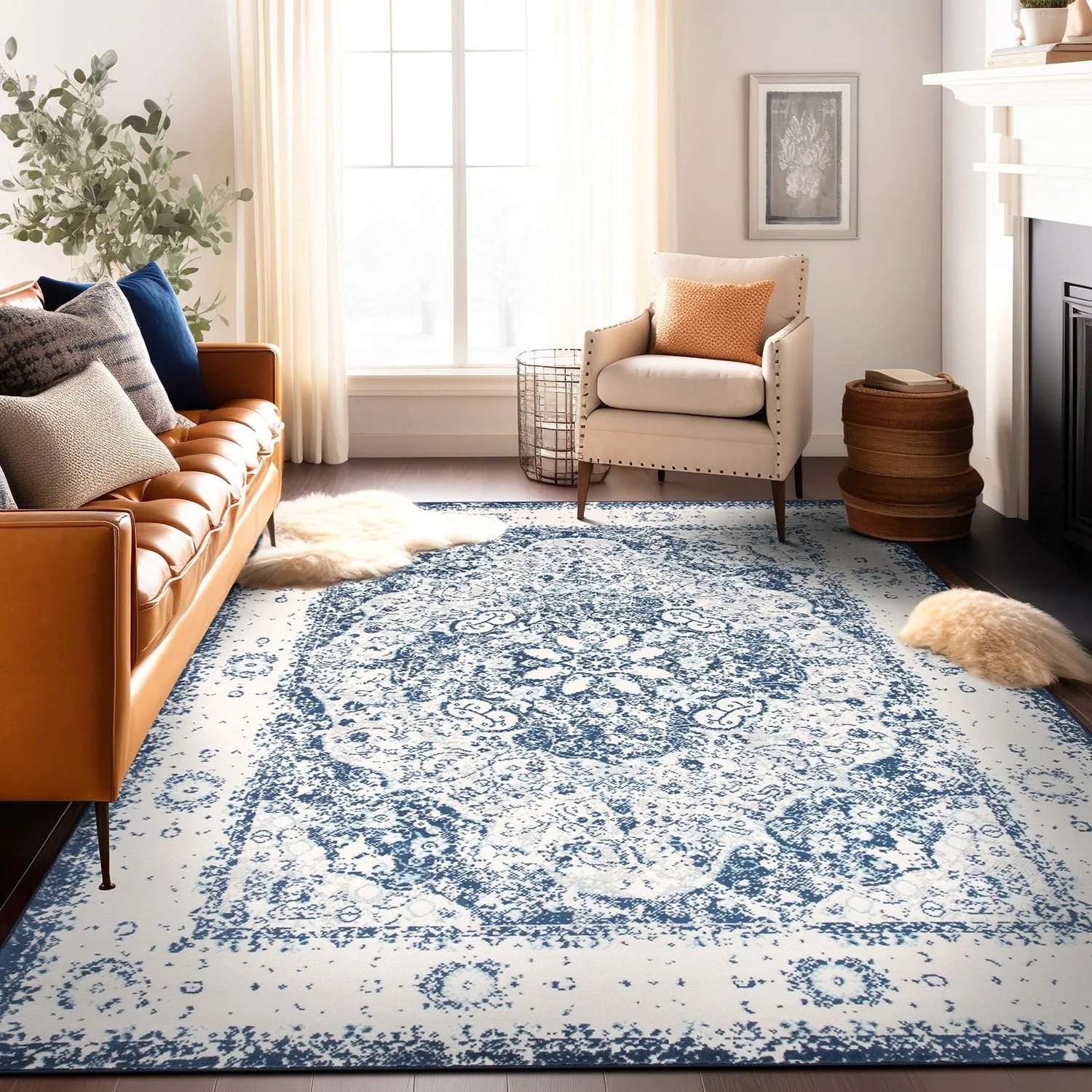 World Rug Gallery Vintage Oriental Distressed Medallion Rug