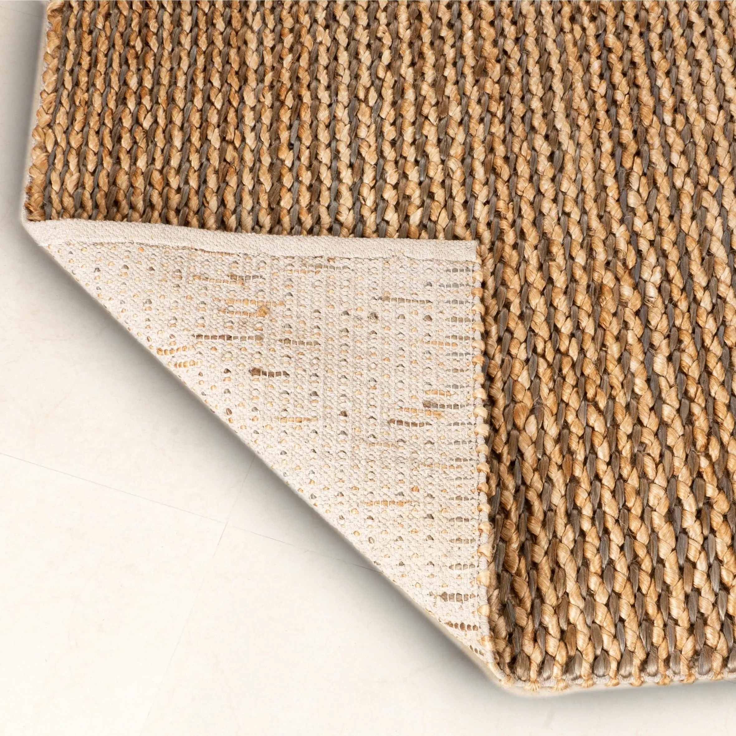 Zoha Jute Hand Woven Area Rug Solid Farmhouse For Bedroom & Kitchen